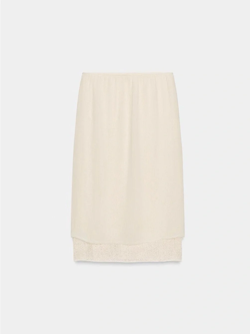 Mid-rise midi skirt with elastic waistband. Double effect detail NWT